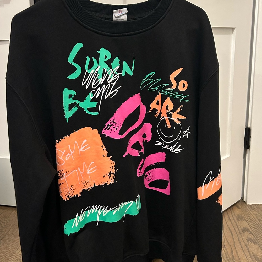 Colorful Graphic Black Sweatshirt